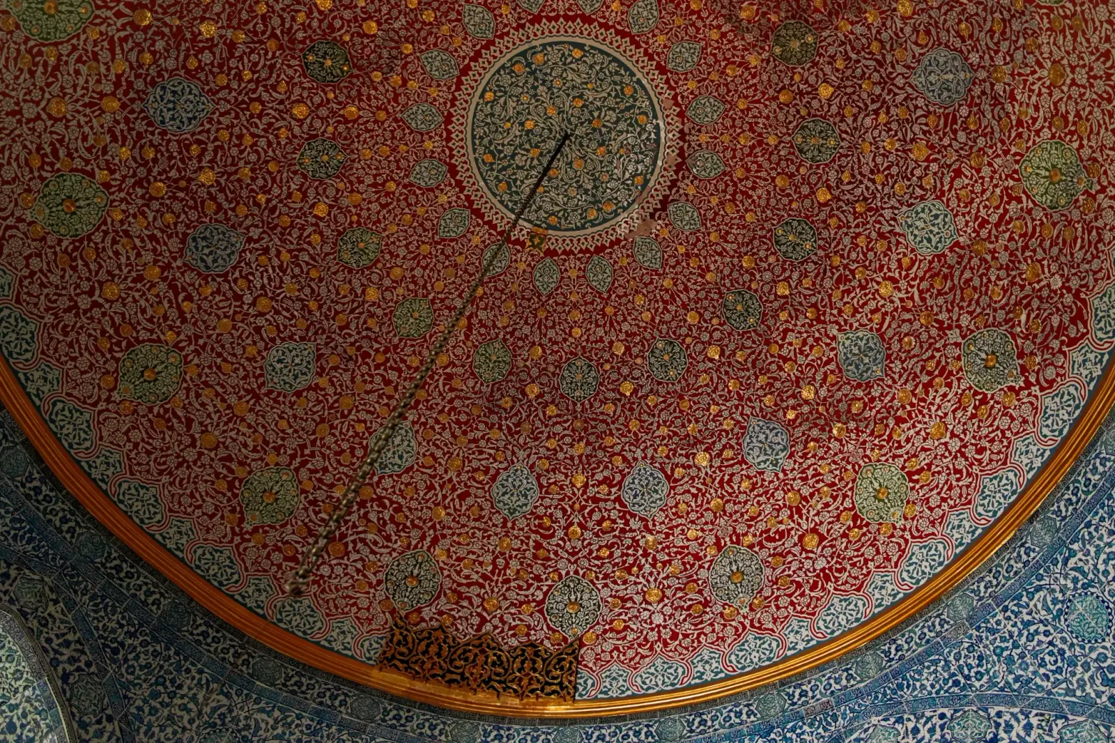 The gilded, painted dome of the Baghdad Pavilion.