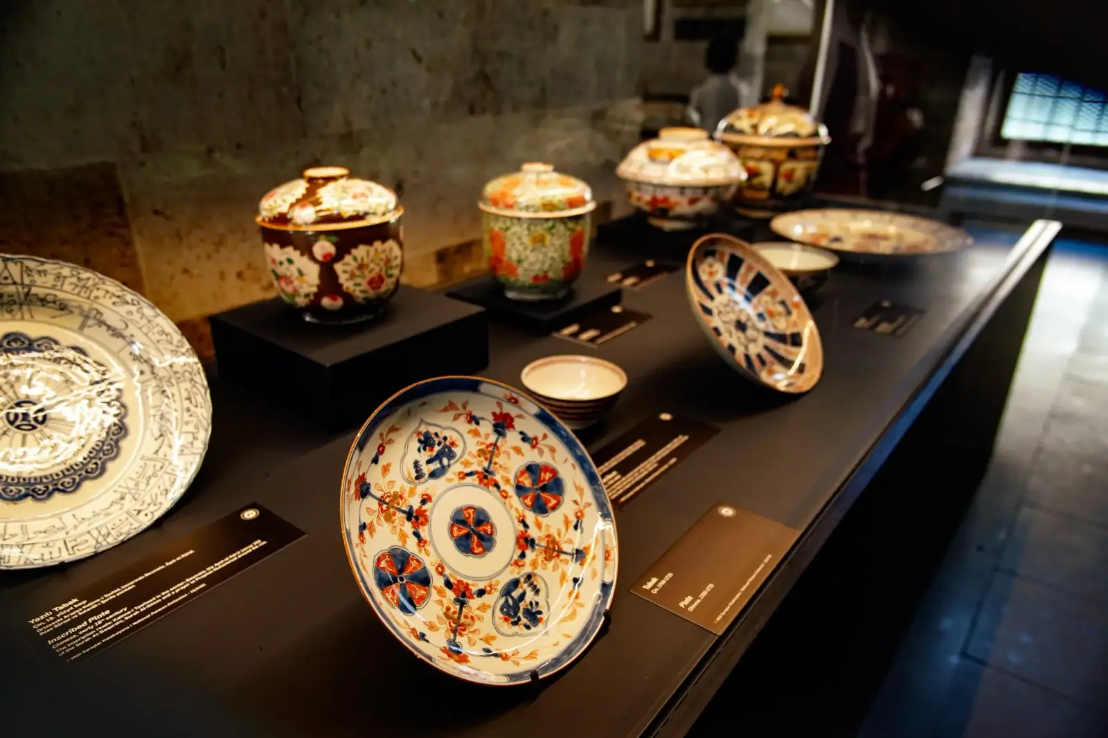 Chinese and Japanese porcelain dishes displayed in the former Palace Kitchens.