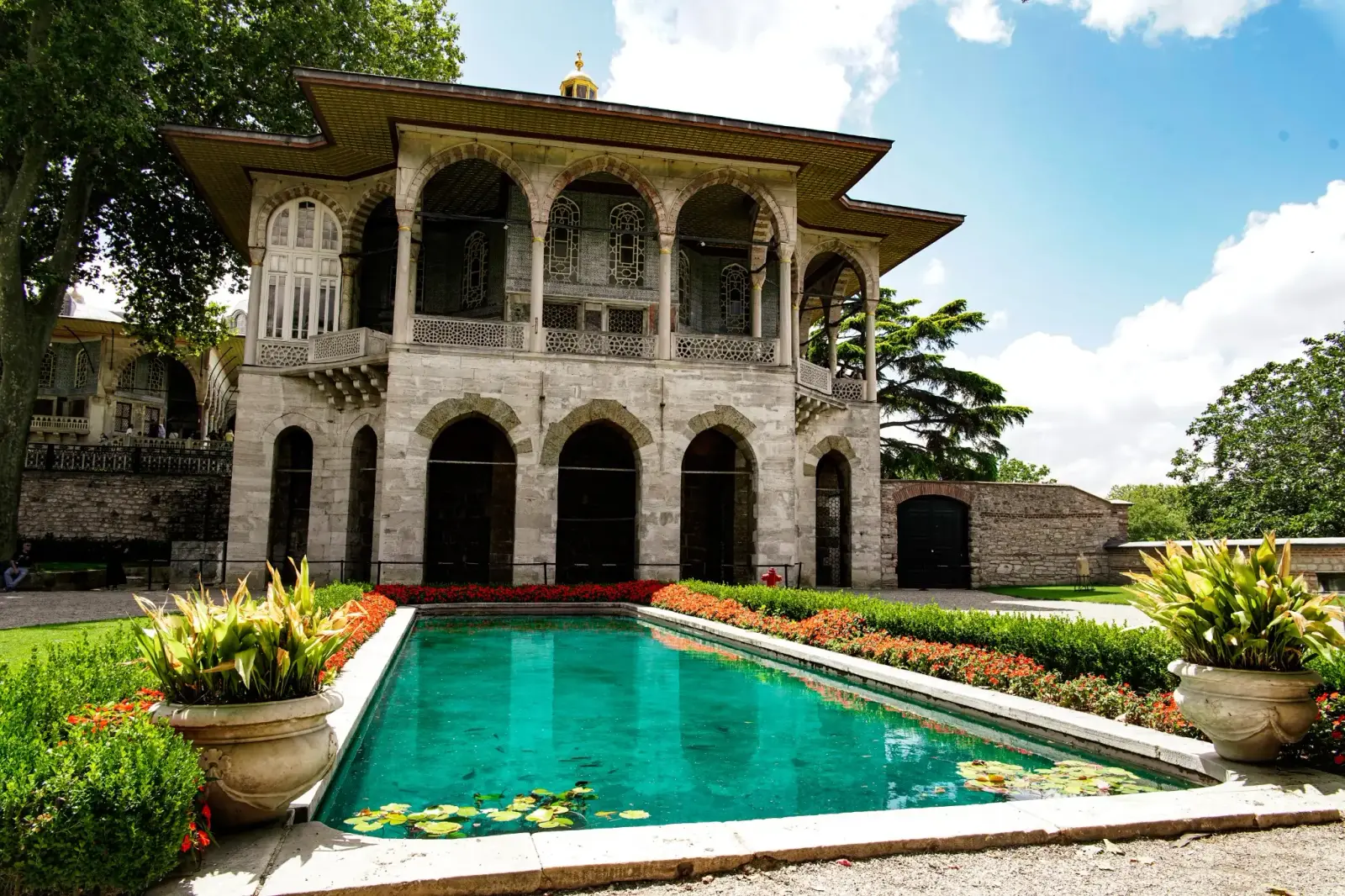 The Baghdad Pavilion beside the terrace pool in the Fourth Courtyard.