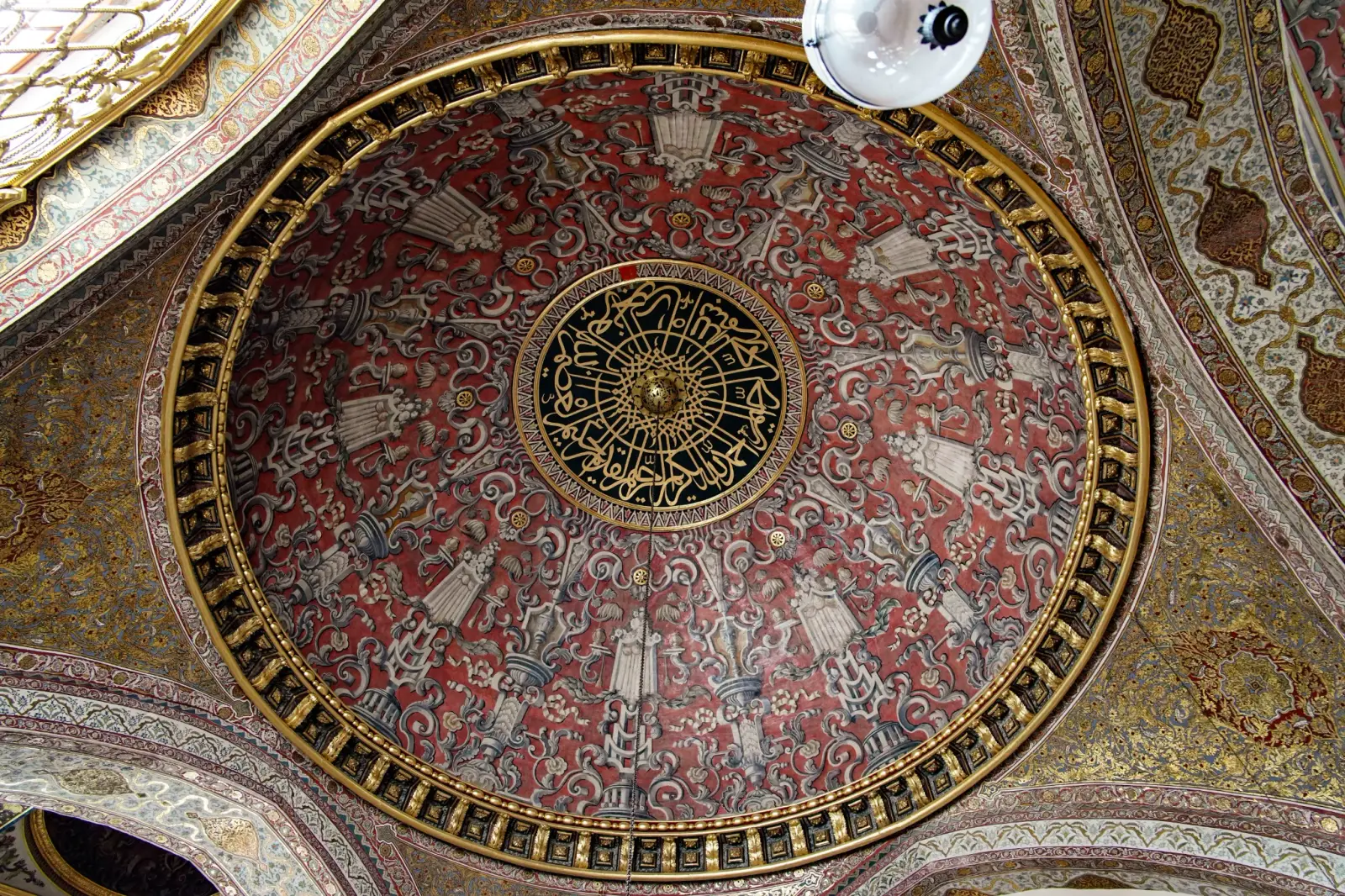 Looking up into the painted dome of the Imperial Hall.