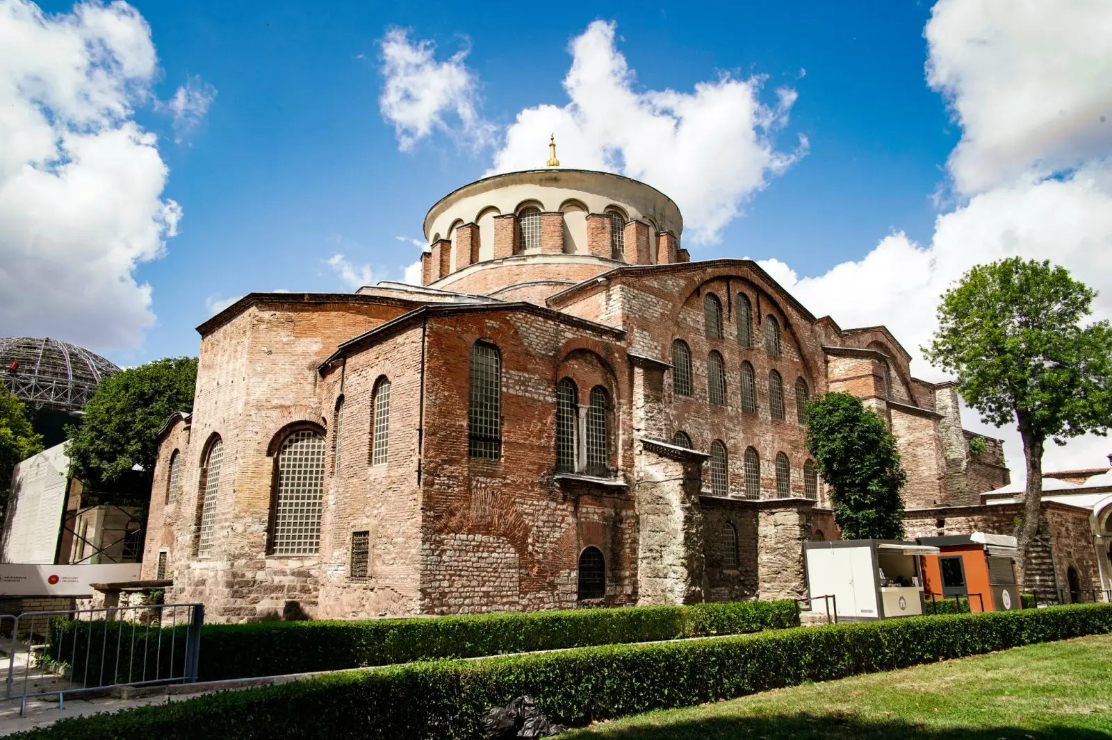 The full elevation of Hagia Irene, the oldest surviving church in Istanbul, inside the palace grounds.